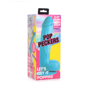 POP PECKERS - DILDO CON VENTOSA COLOR AZUL