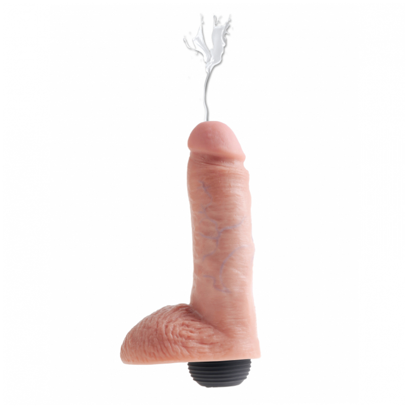 King Cock 8" Squirting Cock w/ Balls - Flesh