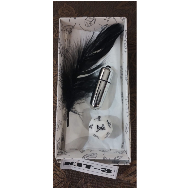 kit Erótico Bullet, Dado y Pluma