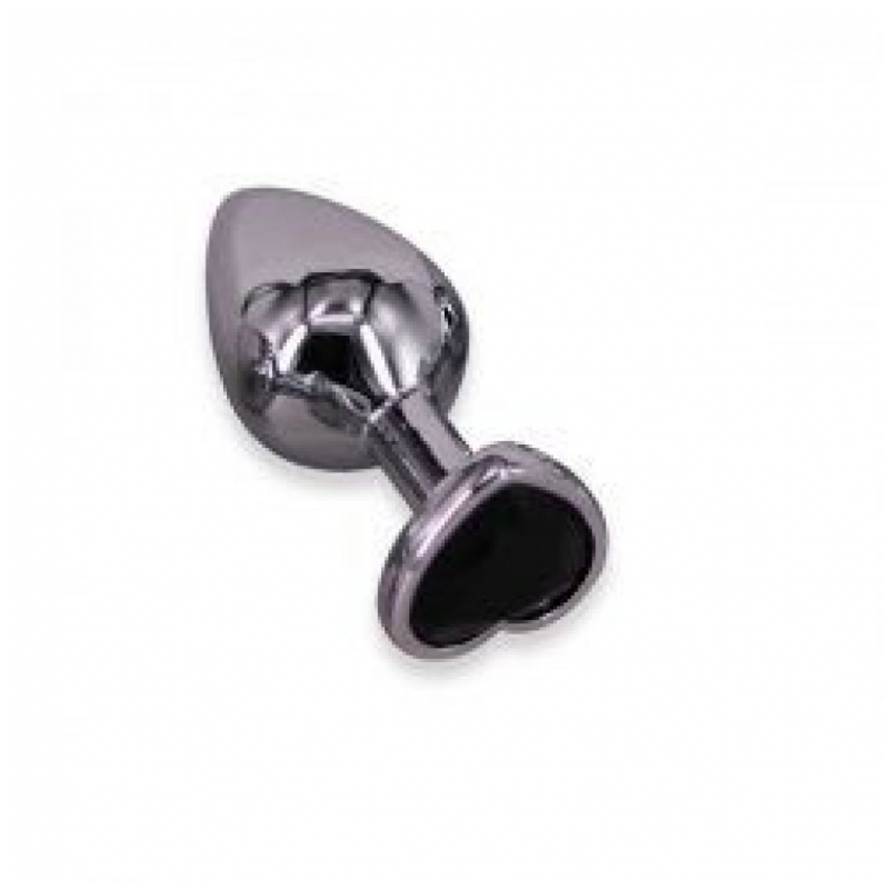 PLUG STEEL LARGE CORAZON PIEDRA NEGRO