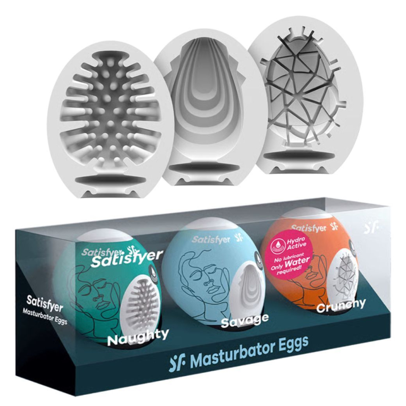 Set de 3 huevos masturbadores: Naughty, Savage, Crunchy